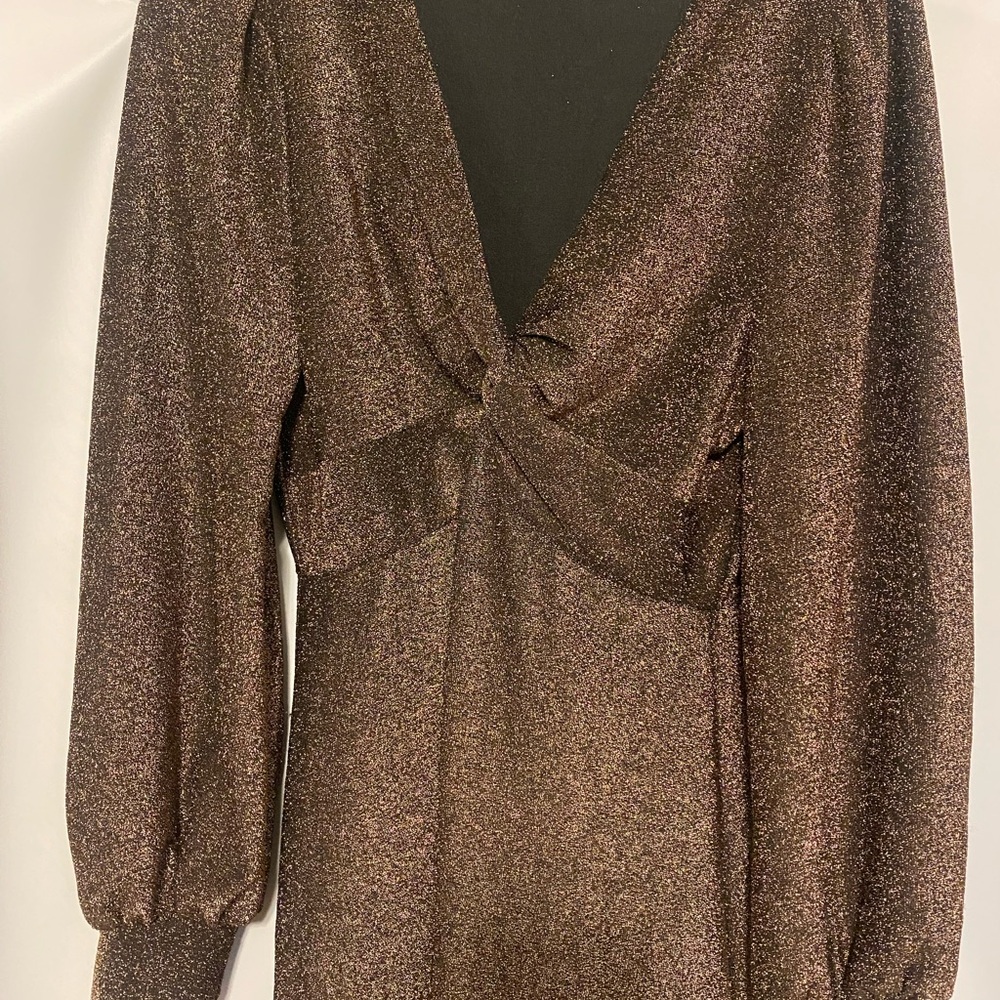 Brown Ruched Tie Front Bodycon Dress